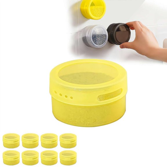 Magnetic Spice Tins for Magnetic Magnet for Refrigerator,Spice Container Storage Box with Lid Transparent Yellow