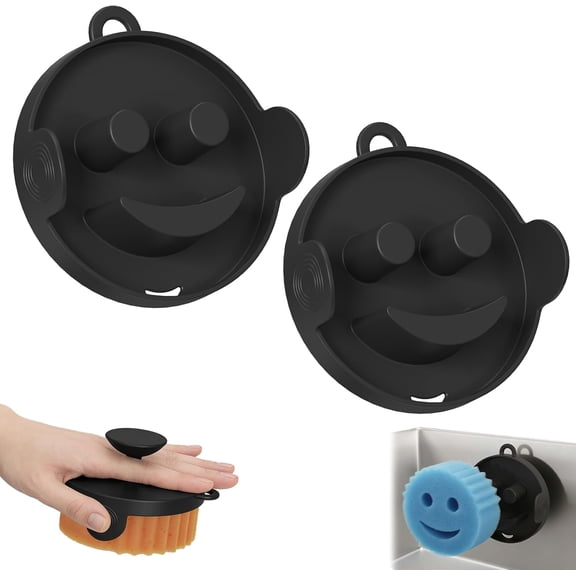 Magnetic Sponge Holder Easy Grip for Kitchen Sink Countertop RVblack 2Pcs