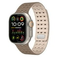 thumbnail image 1 of Magnetic Sport Band for Apple Watch Ultra 2/1 49mm 45mm 44mm 42mm, Soft Silicone Wristband Breathable Wide Strap with Magnetic Clousure for iWatch Series 9 8 7 6 5 4 SE 3 2 1, Brown+Apricot, 1 of 7