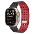 thumbnail image 1 of Magnetic Sport Band for Apple Watch Ultra 2/1 49mm 45mm 44mm 42mm, Soft Silicone Wristband Breathable Wide Strap with Magnetic Clousure for iWatch Series 9 8 7 6 5 4 SE 3 2 1, Black+Red, 1 of 7