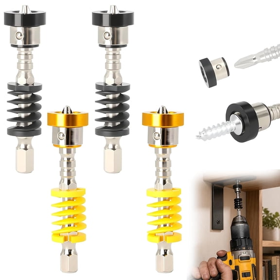 Magnetic Spring Screw Holder Bits with 1/4 Inch Hex Shank and Depth Stop, 2 to 10 Pack