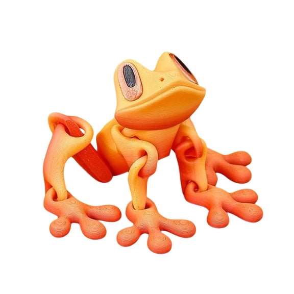Magnetic Squeeze Toys, 3D Printed Squeeze, 8.3 in Articulated Frog, Sensory Squeeze Toys, Red Decorations, Office Desk Decor, Gradient Orange, 1 Pc