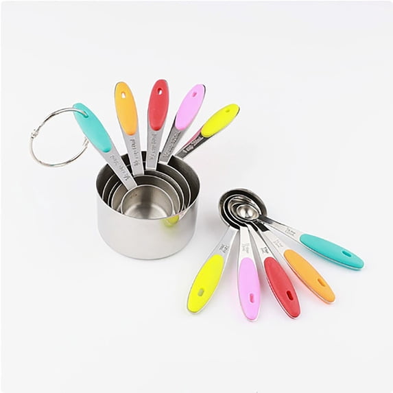 Magnetic Stackable Stainless Steel Measuring Cups and Spoons Set, 5 PCS Stainless Steel Nesting Measuring Cups and 5 Magnetic Measuring Spoons, for Cooking & Baking(C)