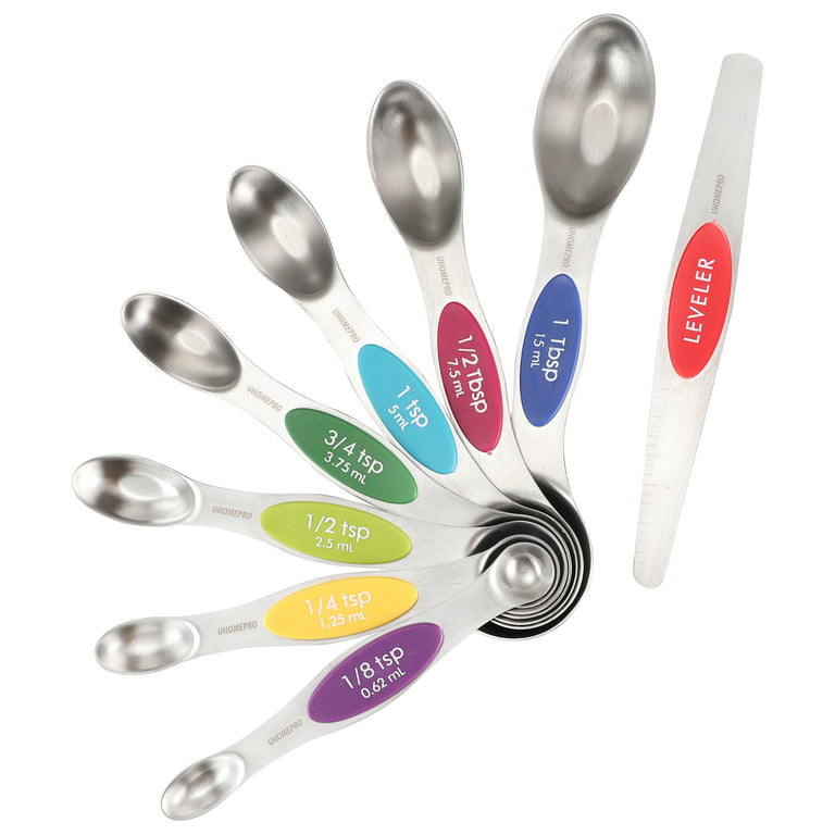 Magnetic Measuring Cups and Spoons Set Including 7 Stainless Steel Heavy  Duty