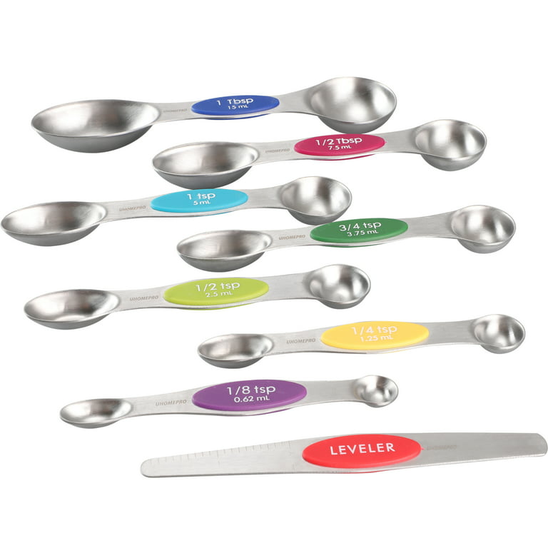 Measuring Spoons, Stainless Steel Teaspoon Measuring Spoons Set of 6 Piece  1/8 tsp, 1/4 tsp, 1/2 tsp, 1 tsp, 1/2 tbsp & 1 tbsp for Measuring Dry and