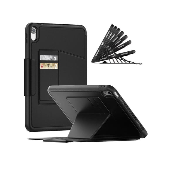 Magnetic Stand Case for iPad 10th Generation 10.9 Inch 2022 - Multiple Angles Shockproof Rugged Soft TPU Protective Cover with Pencil Holder & Card Slot, Auto Sleep/Wake