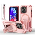 thumbnail image 1 of Magnetic Stand Case for iPhone 13 Pro, MagSafe Compatible with Kickstand & Lanyard Strap, Military Drop Protection Camera and Screen Guard Rugged Phone Cover for iPhone 13 Pro, Pink, 1 of 8