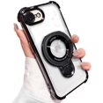 thumbnail image 1 of Magnetic Stand Case for iPhone 16e (2025), [Compatible with MagSafe] Shockproof Ring Holder Kickstand Soft Plating Case Camera Protector Thin Clear Soft Phone Cover for iPhone 16e 6.1, Black, 1 of 8