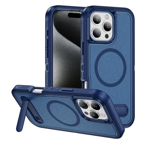 Magnetic & Stand Designed for iPhone 14 Pro Max Case fit for MagSafe, Luxury Hybrid Shockproof Drop Protective Phone Case for iPhone 14 Pro Max, Built-in Invisible Kickstand, Royalblue+Blue