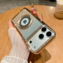 Magnetic Stand Glitter Case for iPhone 16, [Compatible with MagSafe] Luxury Bling Sparkly Rhinestones with Ring Kickstand TPU Plating Bumper Women Girls Case for iPhone 16, Gold