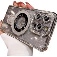 thumbnail image 1 of Magnetic Stand Glitter Case for iPhone 16 Pro Max,[Compatible with Magsafe] Luxury Bling Sparkly Rhinestones with Camera Protector Kickstand Women Girls Case for iPhone 16 Pro Max 6.9",Silver, 1 of 14