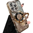 thumbnail image 1 of Magnetic Stand Glitter Case for iPhone 16 Pro Max,[Compatible with Magsafe] Luxury Bling Sparkly Rhinestones with Camera Protector Kickstand Women Girls Case for iPhone 16 Pro Max 6.9", Gold, 1 of 7