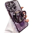 thumbnail image 1 of Magnetic Stand Glitter Case for iPhone 16 Pro Max,[Compatible with Magsafe] Luxury Bling Sparkly Rhinestones with Camera Protector Kickstand Women Girls Case for iPhone 16 Pro Max 6.9",Purple, 1 of 12