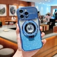 thumbnail image 1 of Magnetic Stand for iPhone 11 Pro Max Case, [Compatible with Magsafe] [Built-in Ring Kickstand] Sparkly Glitter Bling Cute Bumper Shockproof Slim Clear Logo View Phone Case for Women Girls, Blue, 1 of 8