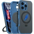 thumbnail image 1 of Magnetic Stand for iPhone 16 Pro Case with 9H Screen Protector ，Blue, 1 of 5