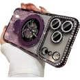 thumbnail image 1 of Magnetic Stand for iPhone 17 Pro Case, [Compatible with Magsafe][Built-in Camera Lens Protector] Luxury Glitter Bling Card Soft TPU Diamond Rhinestone Clear Cover for Women Girl 6.3'', Purple, 1 of 12