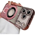 thumbnail image 1 of Magnetic Stand for iPhone 17 Pro Case, [Compatible with Magsafe][Built-in Camera Lens Protector] Luxury Glitter Bling Card Soft TPU Diamond Rhinestone Clear Cover for Women Girls 6.3'', Pink, 1 of 12