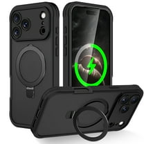 Magnetic Stand for iPhone 17 Pro Max Case,[Compatible with Magsafe][Built-in 9H Tempered Glass Screen Protector] Full-Body Shockproof Military-Grade Protective Case,for iPhone 17 Pro Max,Black