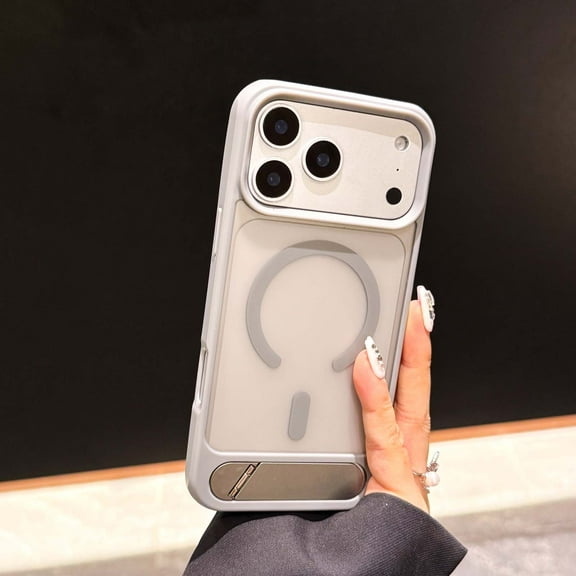 Magnetic Stand for iPhone Air Case, Compatible with MagSafe, [Stand & Wireless Charging 2 In1 ] [Flush Hidden Kickstand] [Military Shockproof] Slim Translucent Matte Cover, Gray