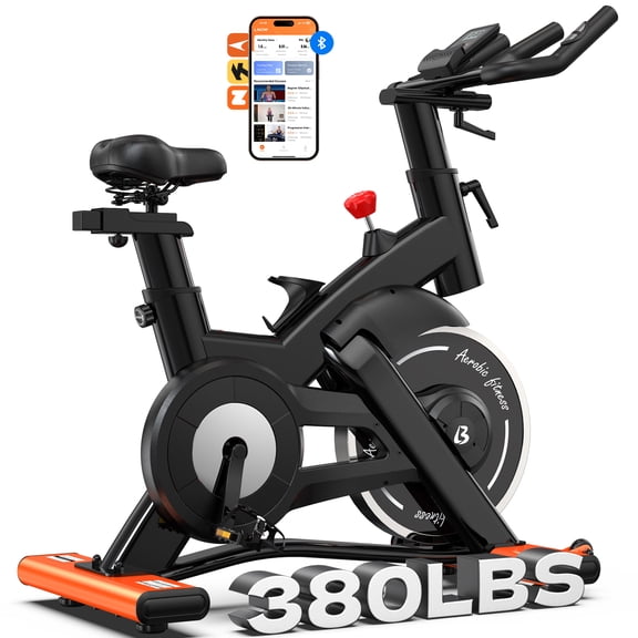 TOSSFD Magnetic Stationary Exercise Bike-40 lb Flywheel, 380 lb Capacity, LCD Monitor & App, Commercial Home Cycling Bike
