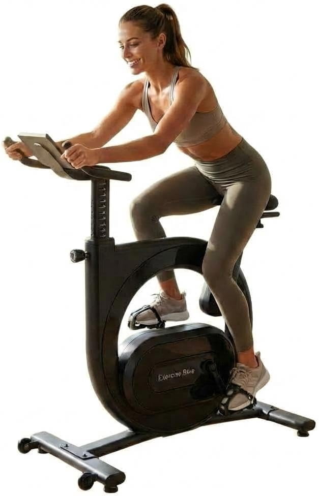 Magnetic Stationary Exercise Bike for Home Workouts – 22-28lbs Flywheel, App Connectivity, 300lbs Max Capacity, LCD Monitor, Tablet Mount – Indoor Cycling Cardio Trainer, Black