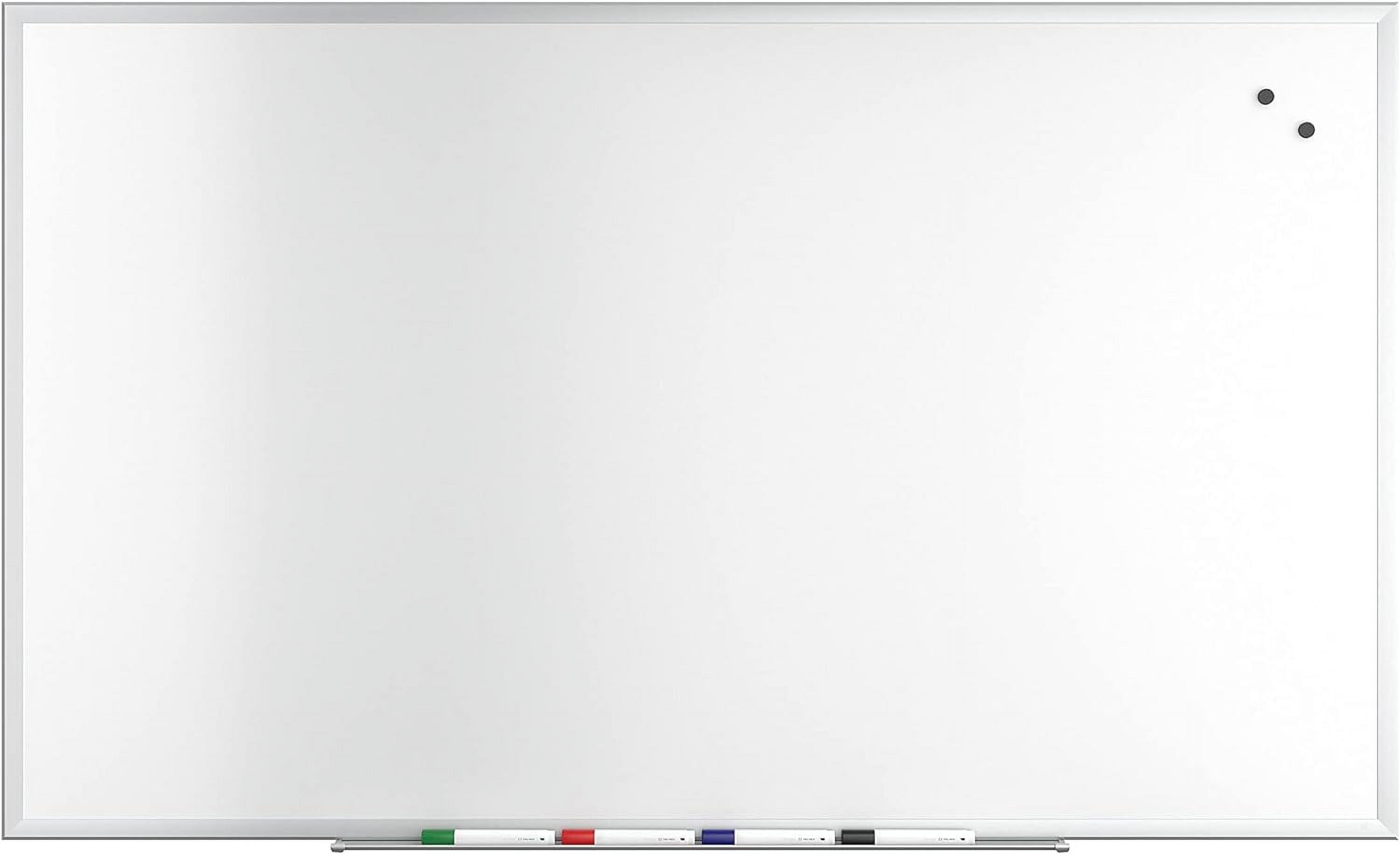 Large White Magnetic Steel Dry Erase Board with Silver Frame