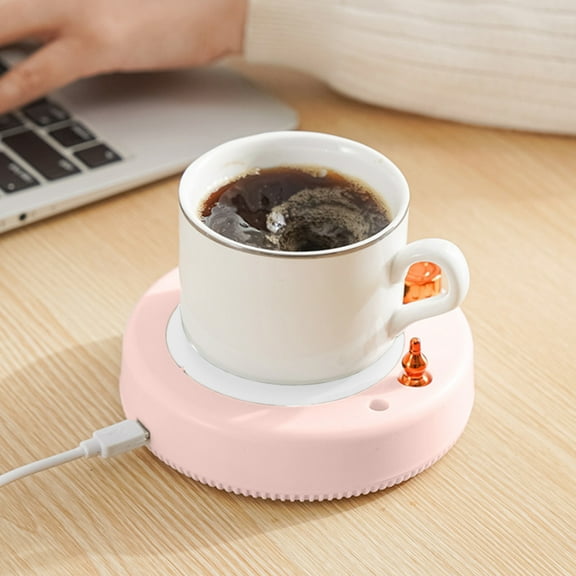 Magnetic Stirring Thermostatic Saucer | Automatic Temperature Control Coffee Warmer | Energy Saving, Overheat Protection | Green or Pink 11.7x3cm | Fits Glass, Ceramic, Steel Cups