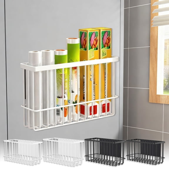 Magnetic Storage Basket, Refrigerator Organizer Rack, Steel Mesh Container, Strong Magnet Mounting, Home Kitchen Office Use