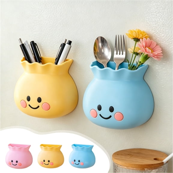 Magnetic Storage Box Cute Smile Face Design • Wall Mounted Organizer • Drill-Free Magnetic Or Install • Waterproof Easy-Clean Multi-Use Holder