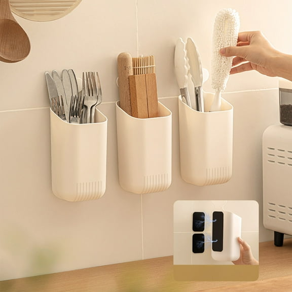 Magnetic Storage Box for Fridge & Wall - White Plastic Organizer for Straws, Chopsticks, Pens - 8.27 x 3.54 x 3.15 in - Kitchen, Bathroom, Office Storage Container with Ventilation Holes