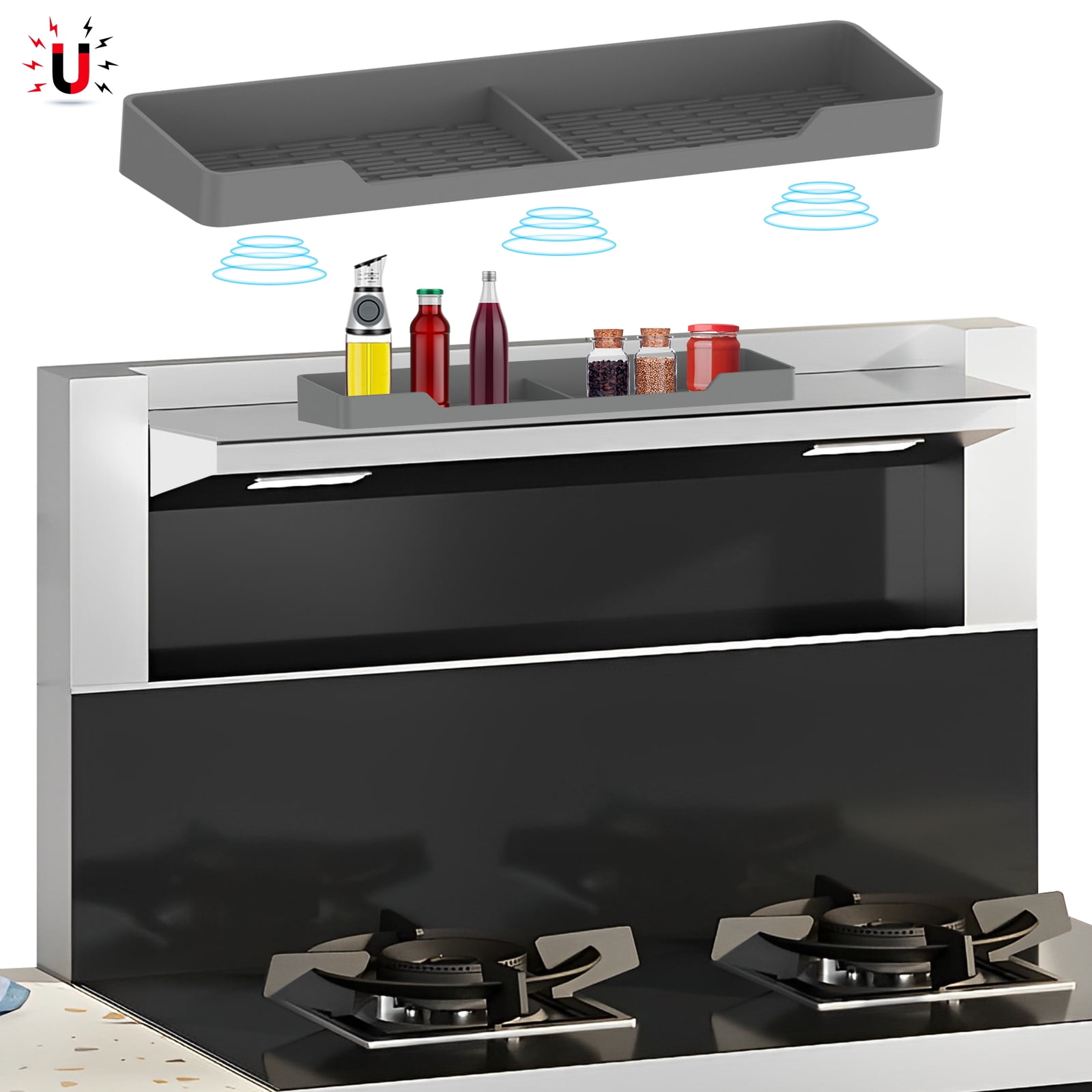 Stove Top Shelf 15inch Length Silicone Over Stove Spice Rack