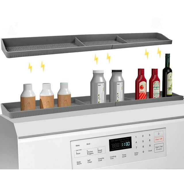 Stove Top shelf, 30" Silicone Spice Rack Organizer Over the