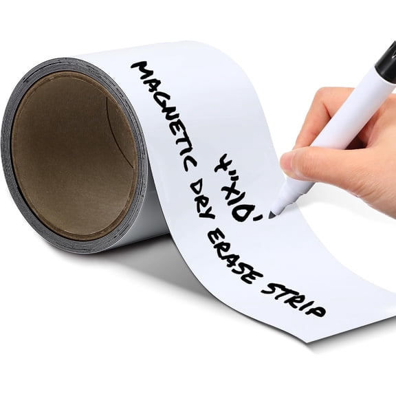 Magnetic Strip, Magnetic Tape Roll, Magnet Tape, 4 in x 10 FT, Magnet Roll, Dry Erase Label, Strips for White Board, Write On Labels, Whiteboard Sheet, Dry Erase Sheet, Writable, Wipe Off