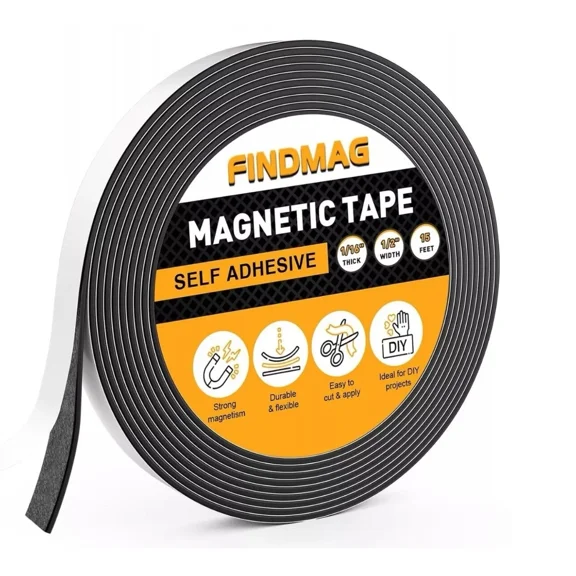 Magnetic Strip Tape 15Ft Flexible Roll Adhesive Backed Magnet 1/16" Thick X 1/2"