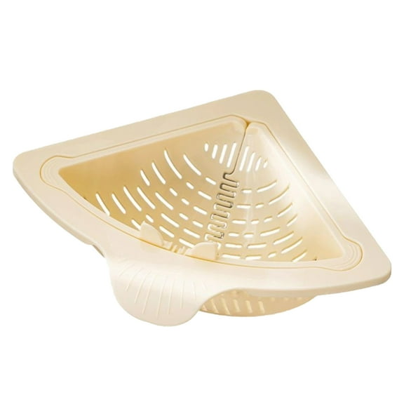 Suction Corner Sink Strainer,Punch-Free Triangular Sink Strainer with Twist-Open Bottom,Sink Waste Rackâ,Strainer Basketâ for Kitchen Organizer for Washing Fruits Vegetables,Beige