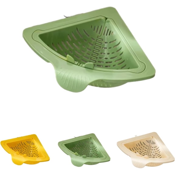 Magnetic Suction Corner Sink Strainer,Triangular Draining Basket for Sink, Magnetic Corner Sink Strainer Basket, Strainer Basket for Kitchen Organizer for Washing Fruits Vegetables (Green)Z