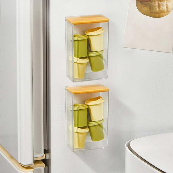 Magnetic Suction Flip Storage Box - Refrigerator Organizer, Countertop Space-saving, Modern Kitchen Decor, Wall-mounted Small Item Sorting with Lid, topliu