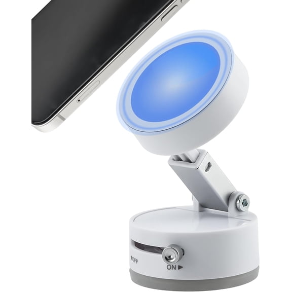 Magnetic Suction Phone Holder, Adjustable Handsfree Vacuum Magnetic Phone Holder Mount for Car/Smooth Surface/Travel/Gym/Mirror(Color:White)