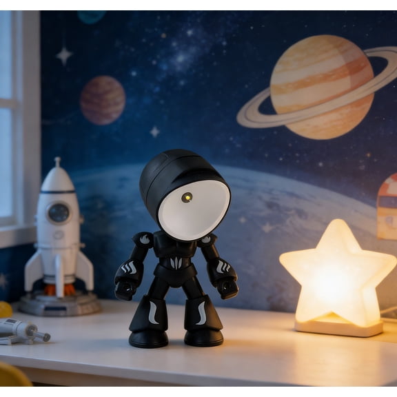 Magnetic Suction Small Night Light Robot Lamp with 1 Set Spare Battery Portable Desktop Ornament LED Night Light Energy Saving USB Rechargeable Decorative Lamp, A, 1pc