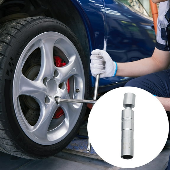 Magnetic Swivel Spark Plug Socket Wrench 12-Point Thin Wall Alloy | Silver | 9.8x2.1cm | Secure Magnetic Grip, Versatile for Cars & Motorcycles, Durable Auto Tool