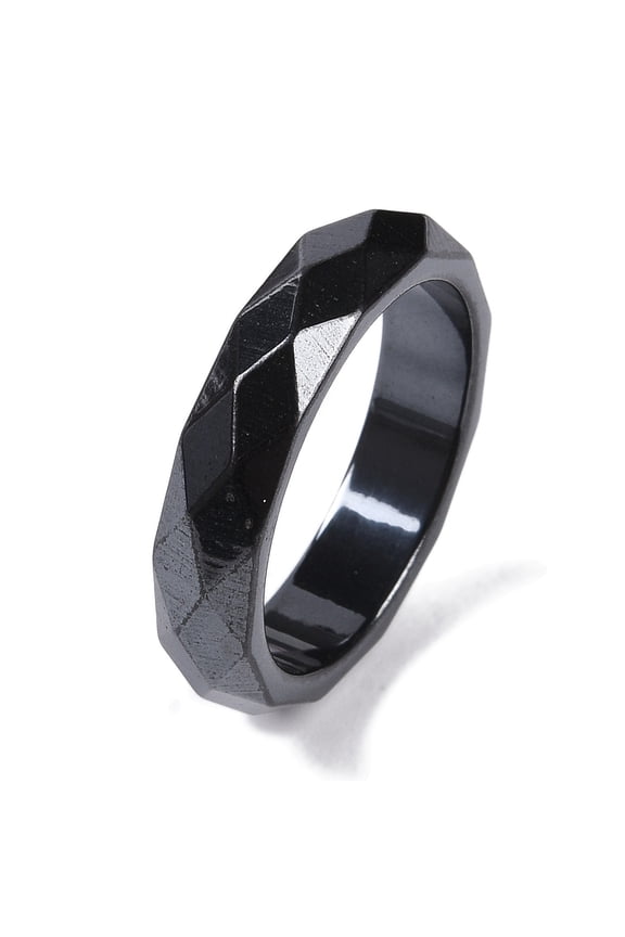 Magnetic Synthetic Hematite Finger Ring for Men Women 6mm Inner Diameter: 21.6mm