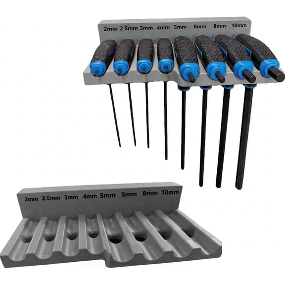 Magnetic T-Handle Hex Key Organizer Rack for Harbor Freight ICON Style Wrenches, Tool Holder Storage Mount for Garage Workshop, Metric