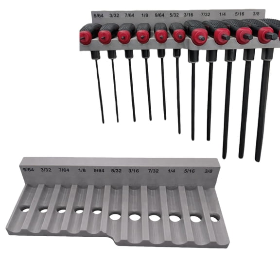 Magnetic T-Handle Hex Key Organizer Rack for Harbor Freight ICON Style Wrenches, Tool Holder Storage Mount for Garage Workshop, Sae