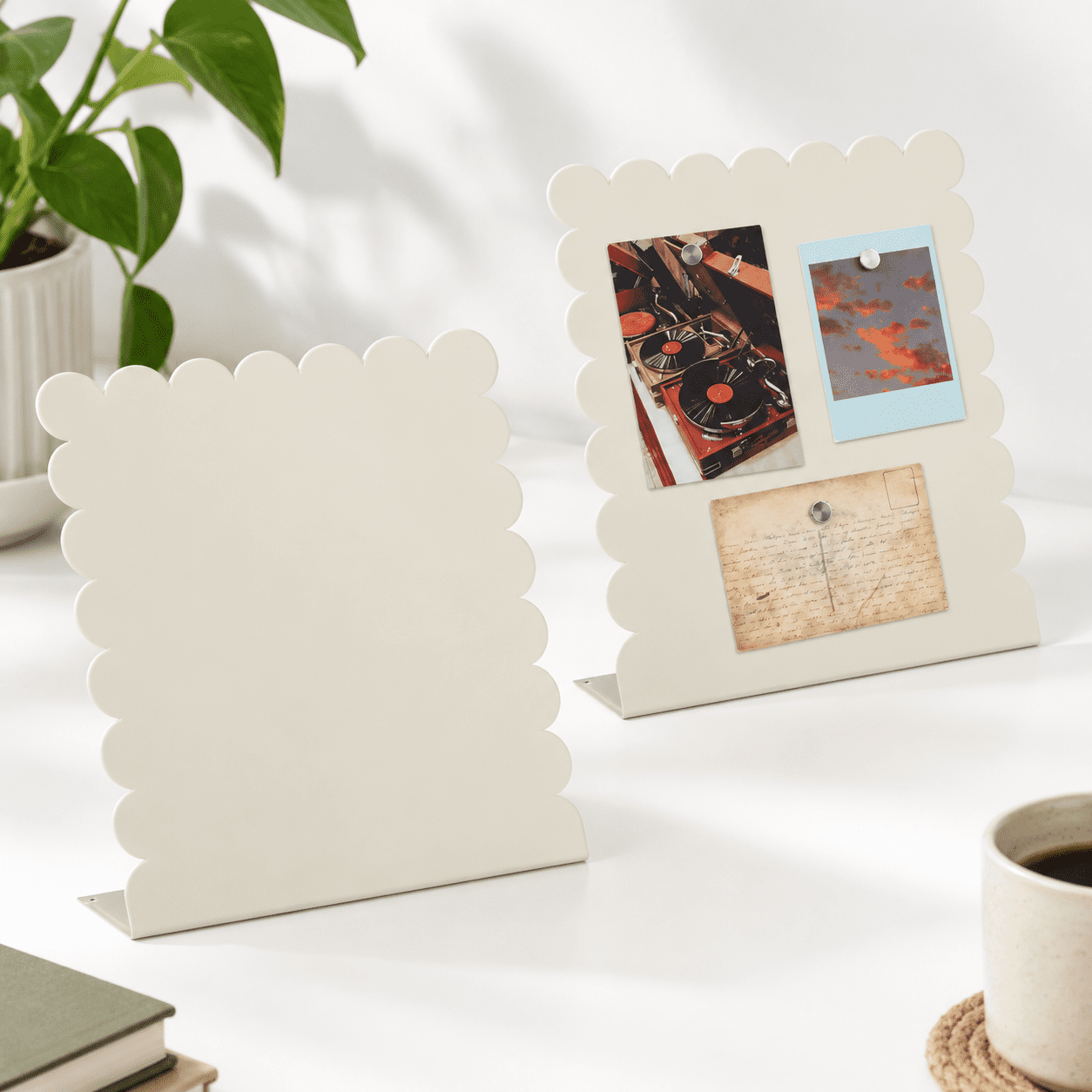 Sample Display Table Stand Magnetic Table Display Stand, White Small, 2-Piece Scallop Board Set ...