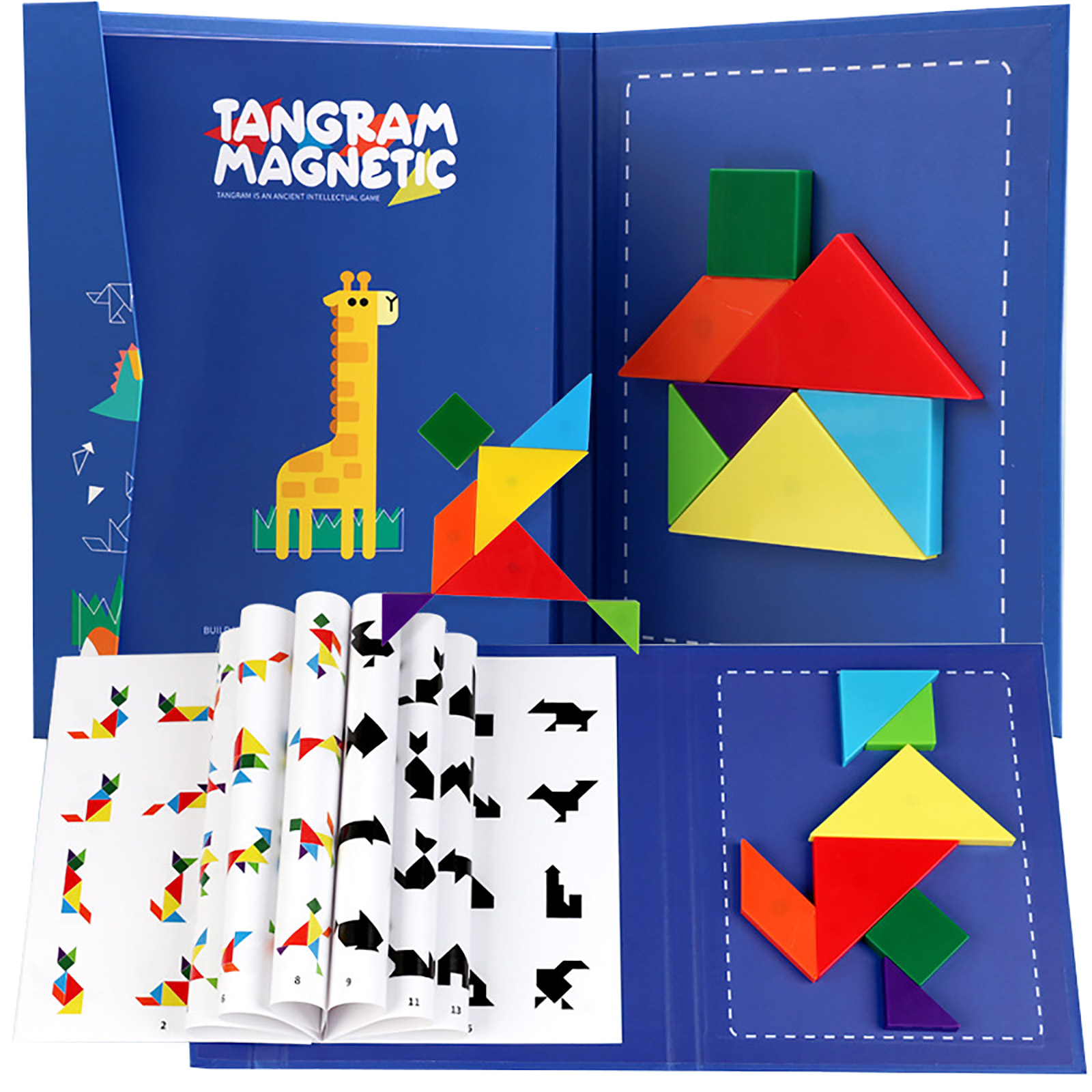 Magnetic Tangram Educational Puzzle For Teens & S, Wooden Colored ...