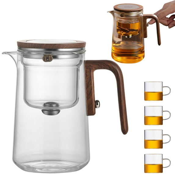 Magnetic Teapot,Tea Pot with 4 Cups, Witchcraft Magical Enchanted Glass Teapot with Strainer, 800ml Magnetic Filtration Pot with Handle, for Home, Gifting, Outdoor and Office