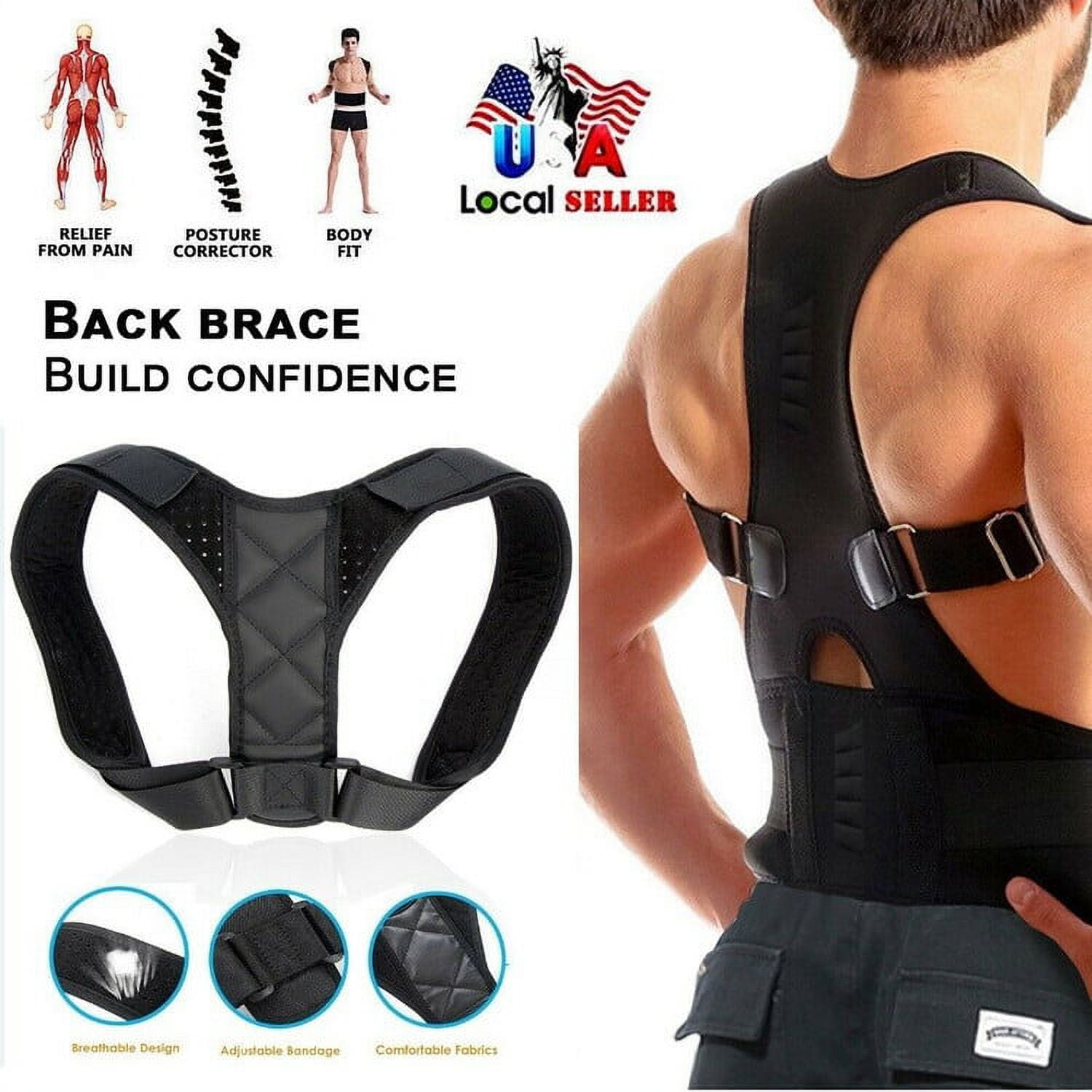 Magnetic Therapy Adjustable Posture Corrector Body Back Pain Brace Shoulder  Support Belt 