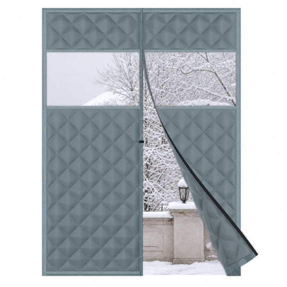 Magnetic Thermal Door Curtain, Waterproof Oxford Cloth with Clear Window, Fits 40 x 82 Inch Doors