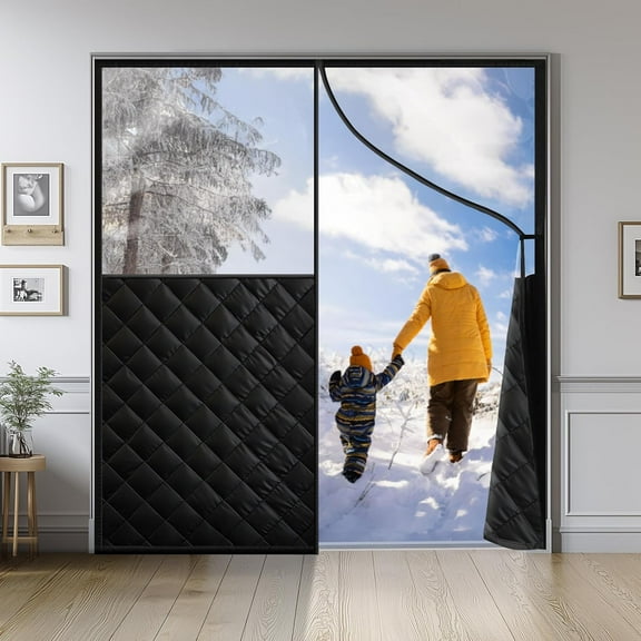 Magnetic Thermal Insulated Door Curtain for 72"x 80" Doors, Visible Door Cover for Heat Insulation, Magnetic Closure Thick Door Blanket for Doorway to Keep Warm in Winter Cool in Summer