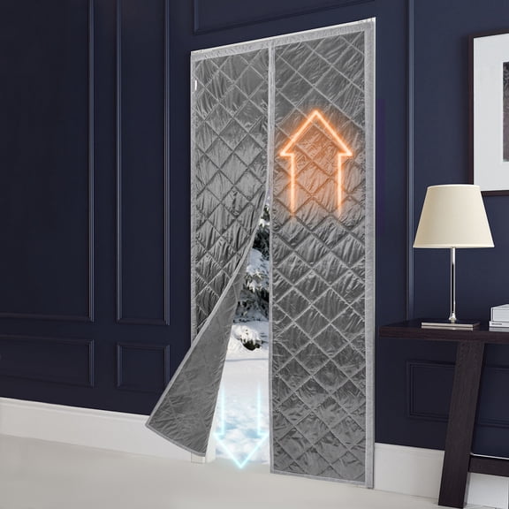 Magnetic Thermal Insulated Door Curtain - Energy Efficient, Easy Installation, Universal Fit for 36"x82" Doors, Cotton & PVC, Magnetic Closure